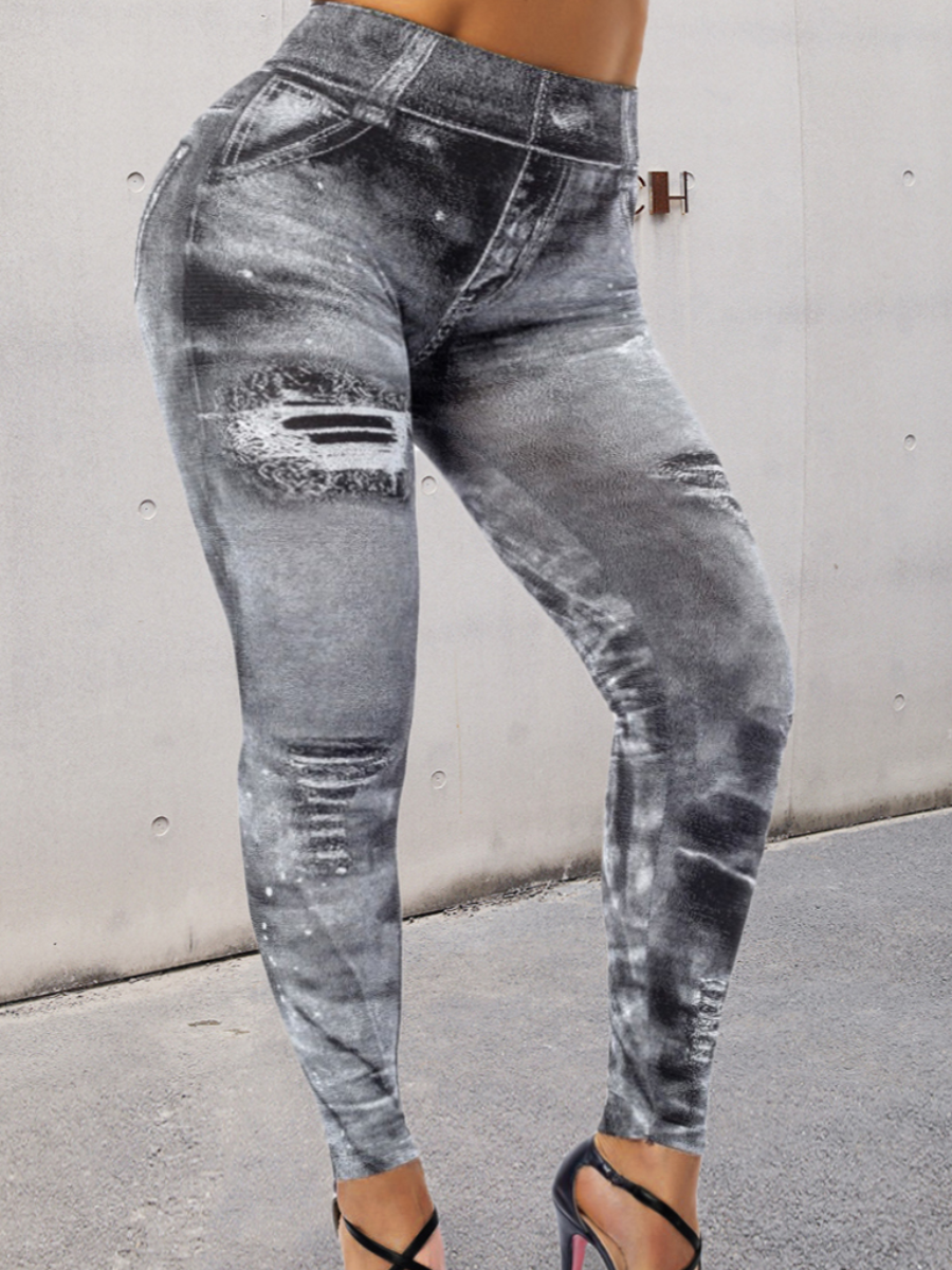 LW Plus Size Gradient Ripped Skinny Leggings