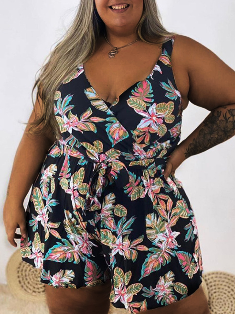 

LW Plus Size Floral Print Cami Romper, Multi
