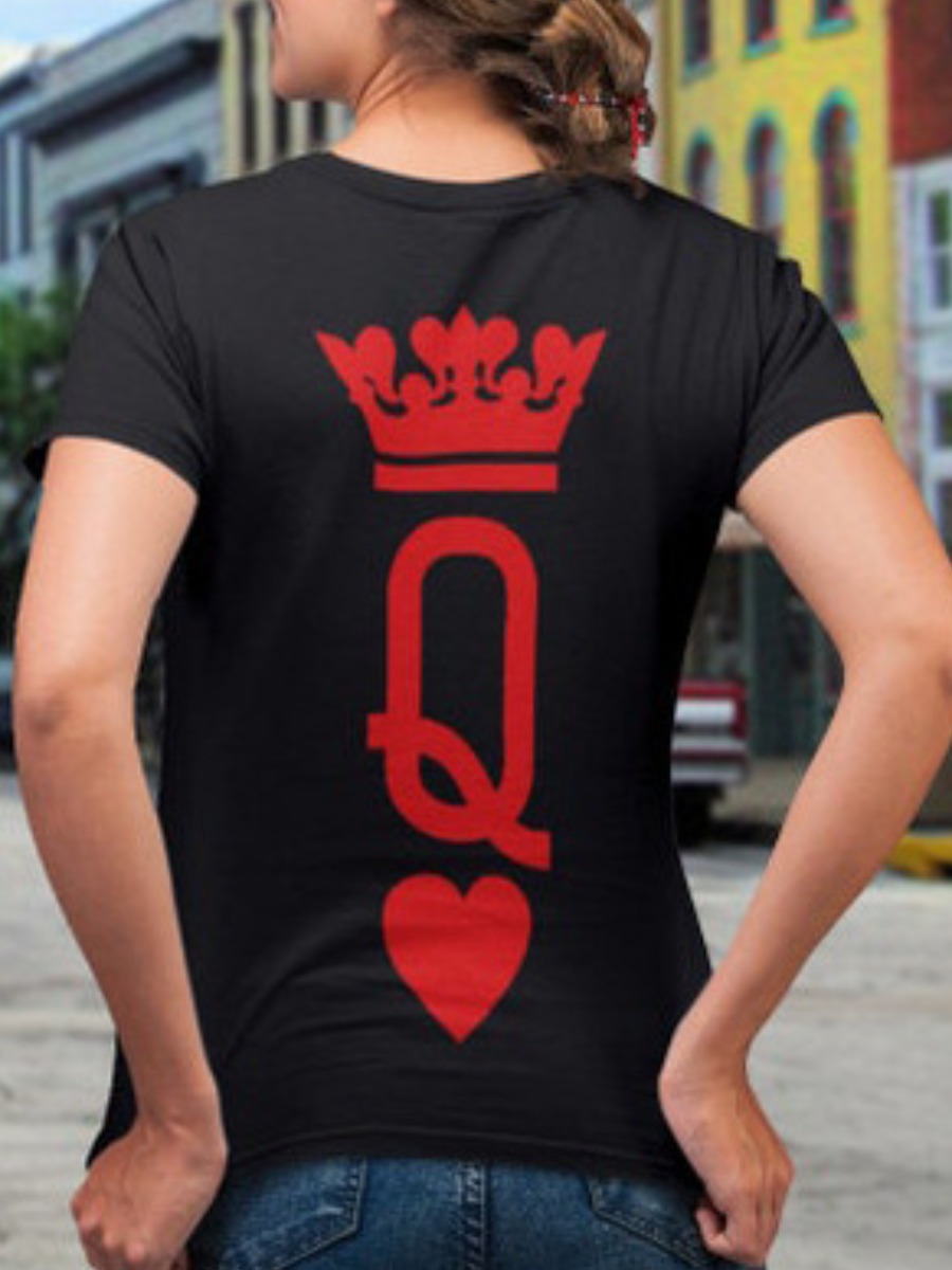 

LW Crown Letter Print T-shirt, Black