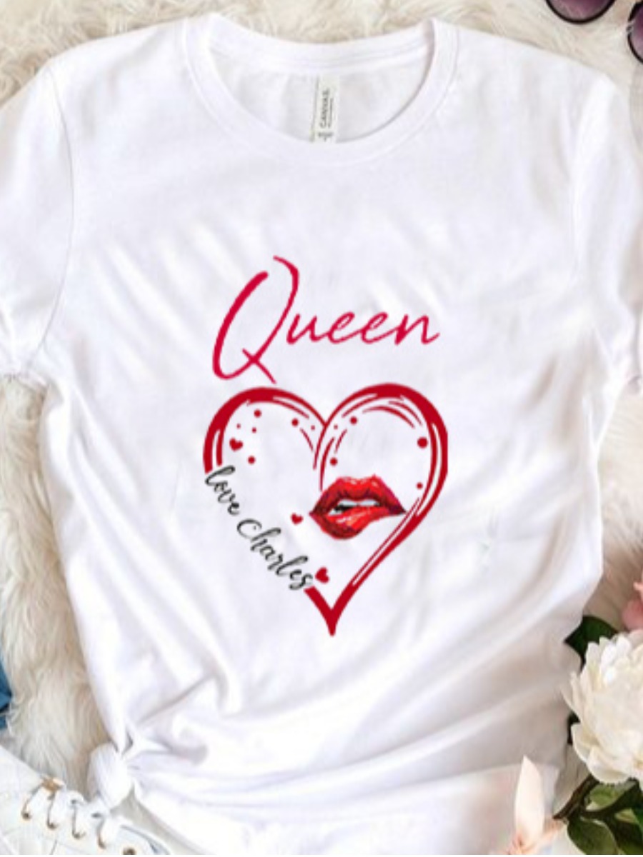 

LW BASICS Letter Heart Print T-shirt, White
