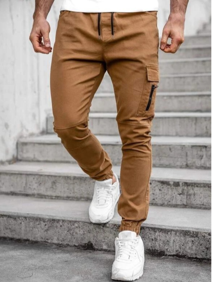 

LW Men Drawstring Side Pocket Pants, Light camel