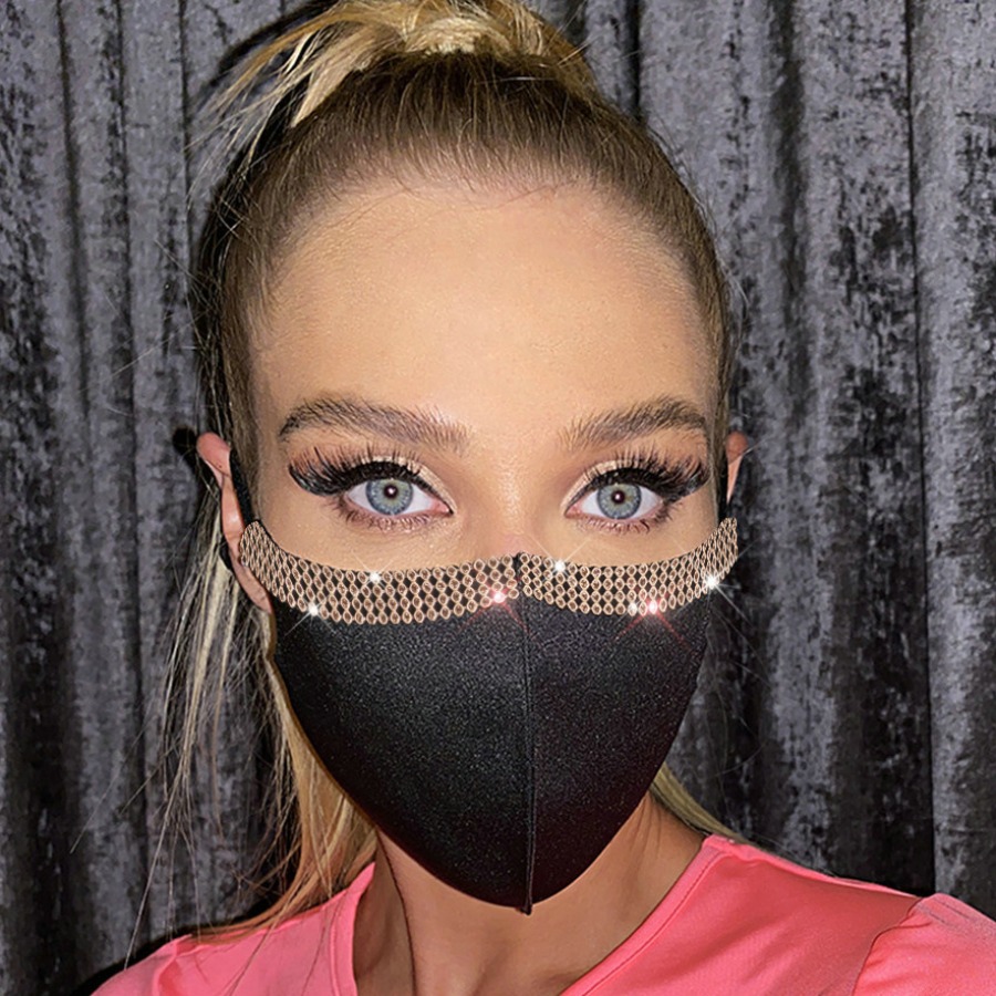 

LW SXY Rhinestone Decor Face Mask, Black