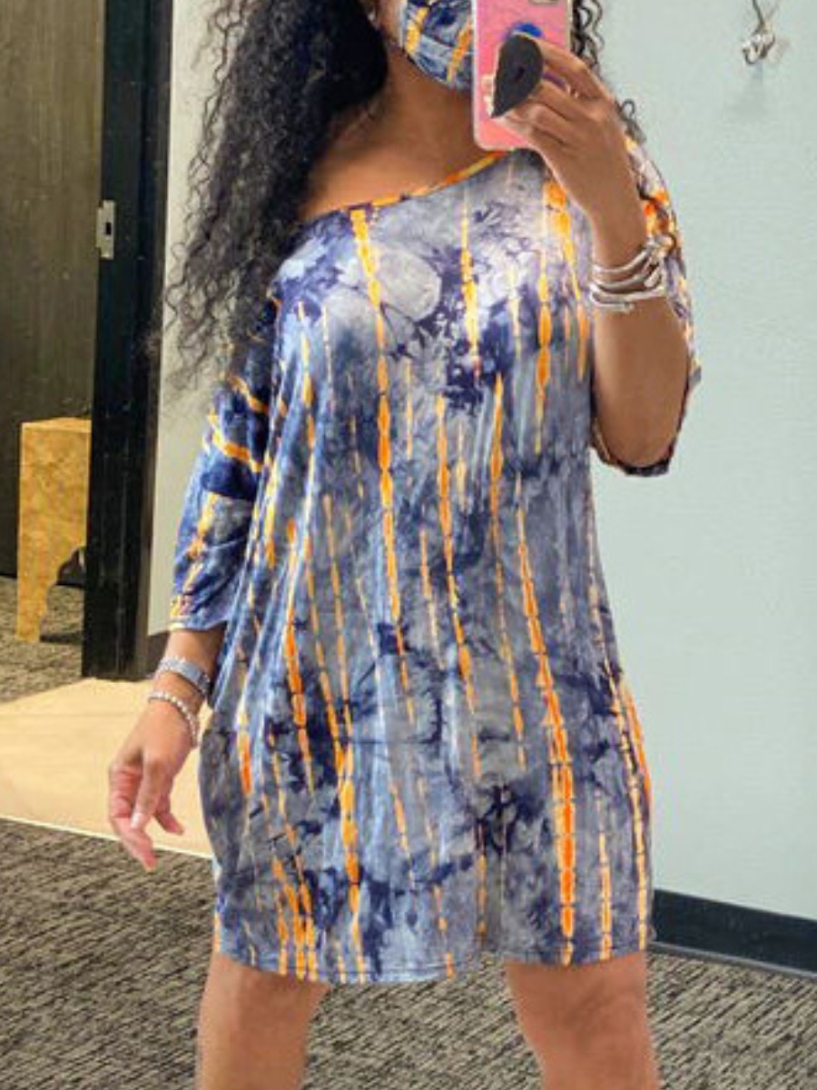 

LW Plus Size Boat Neck Tie-dye Dress, Multi