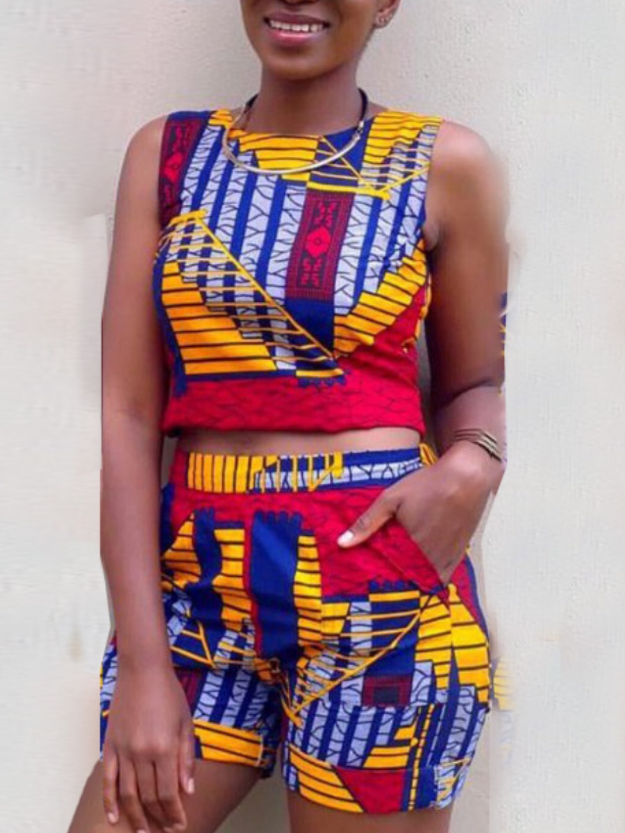 

LW Geometric Pocket Design Shorts Set, Multi