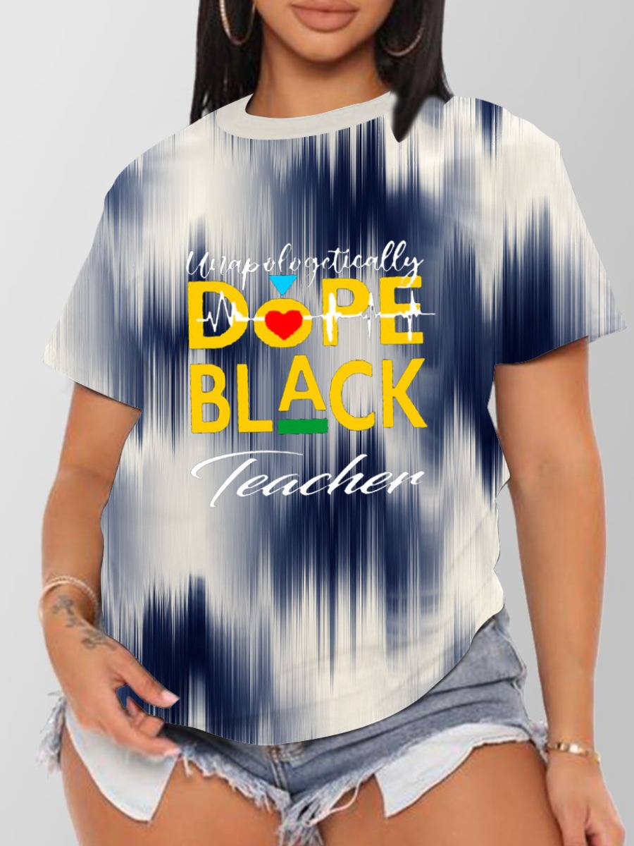 

LW Tie-dye Letter Print T-shirt, White