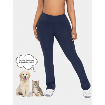 

LW High Waisted Pet Hair Resistant Stretchy Crossover Full Length Flare Leggings, Blue
