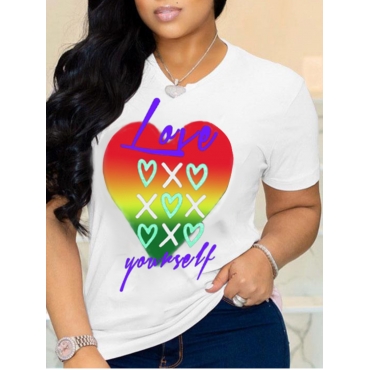 

LW Plus Size Gradient Letter Print T-shirt, White