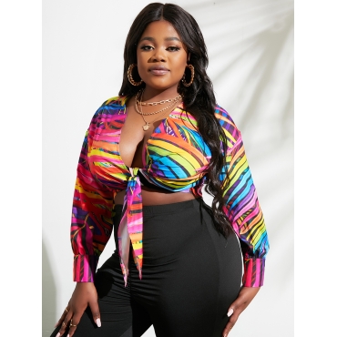 LW Plus Size Gradient Striped Blouse, Multi
