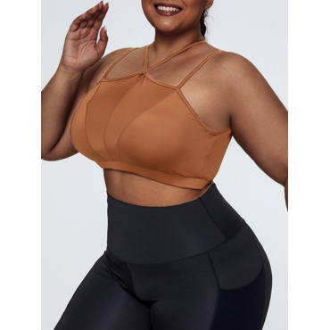 

LW Plus Size Cut Out Sports Bra, Brown