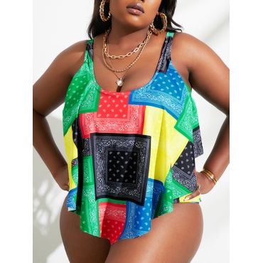 

LW Plus Size Cashew Print Tankini, Multi