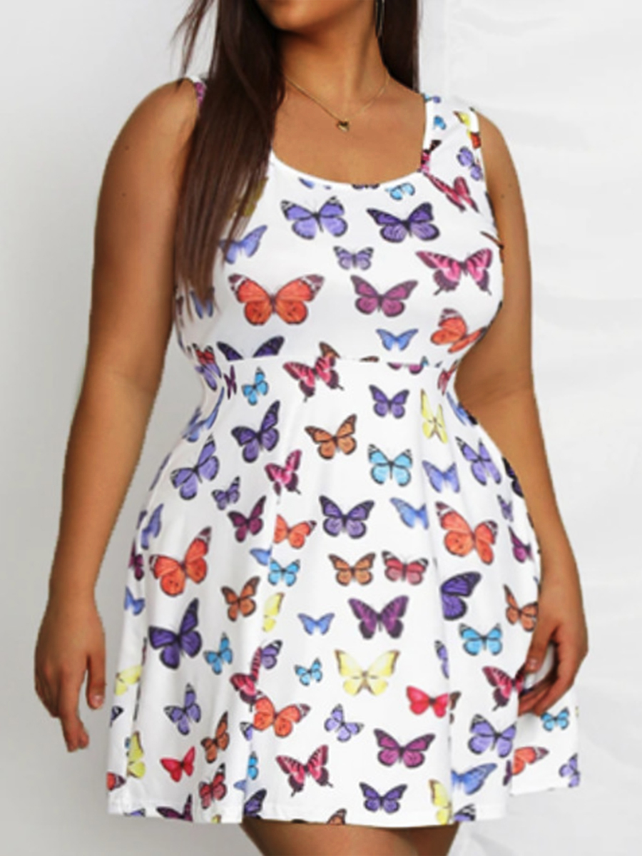 

LW Plus Size Butterfly Print Cami Dress, White