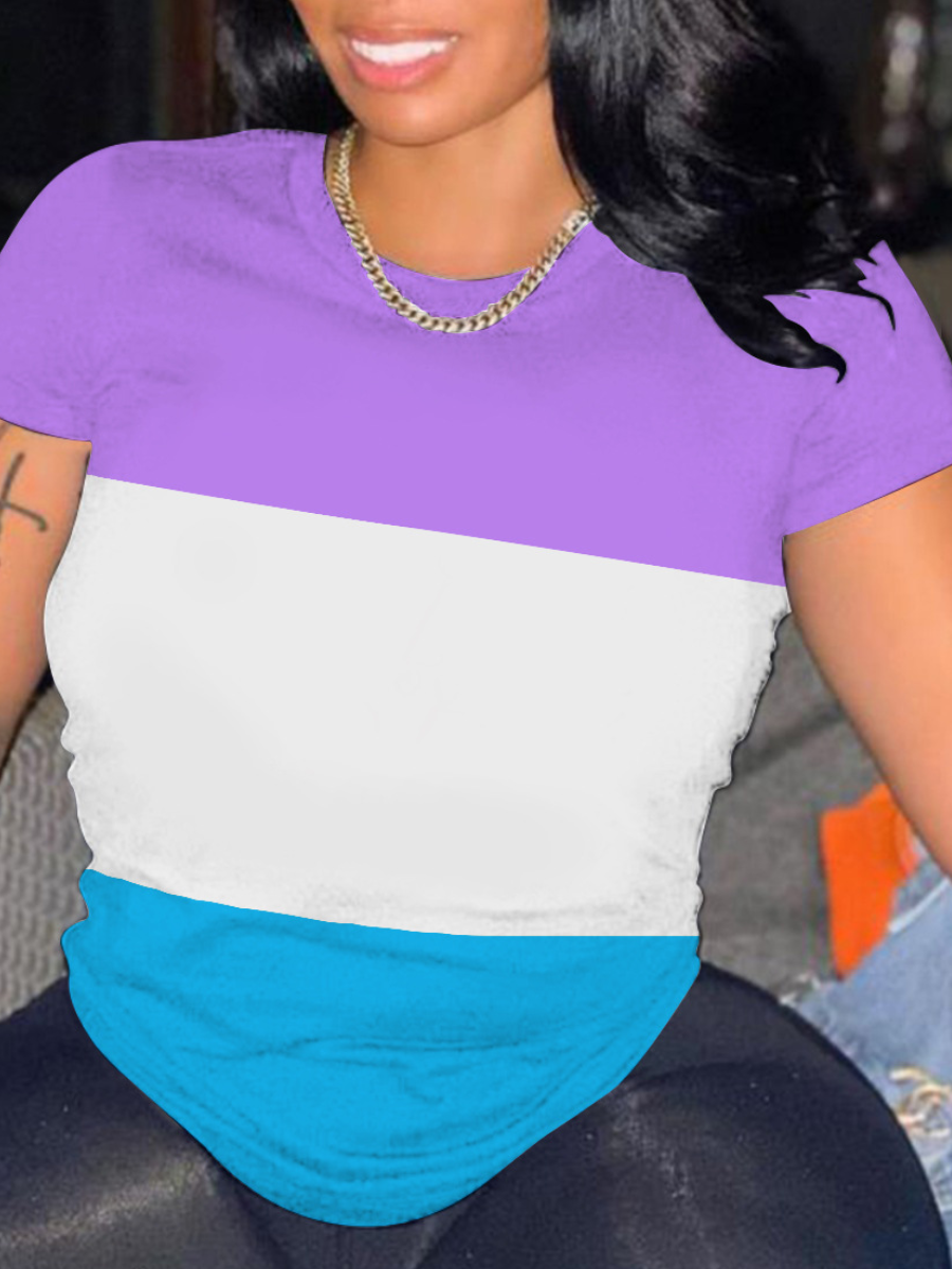 LW Round Neck Patchwork T-shirt
