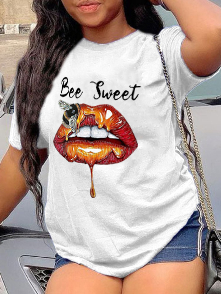 

LW Bee Lip Print T-shirt, White