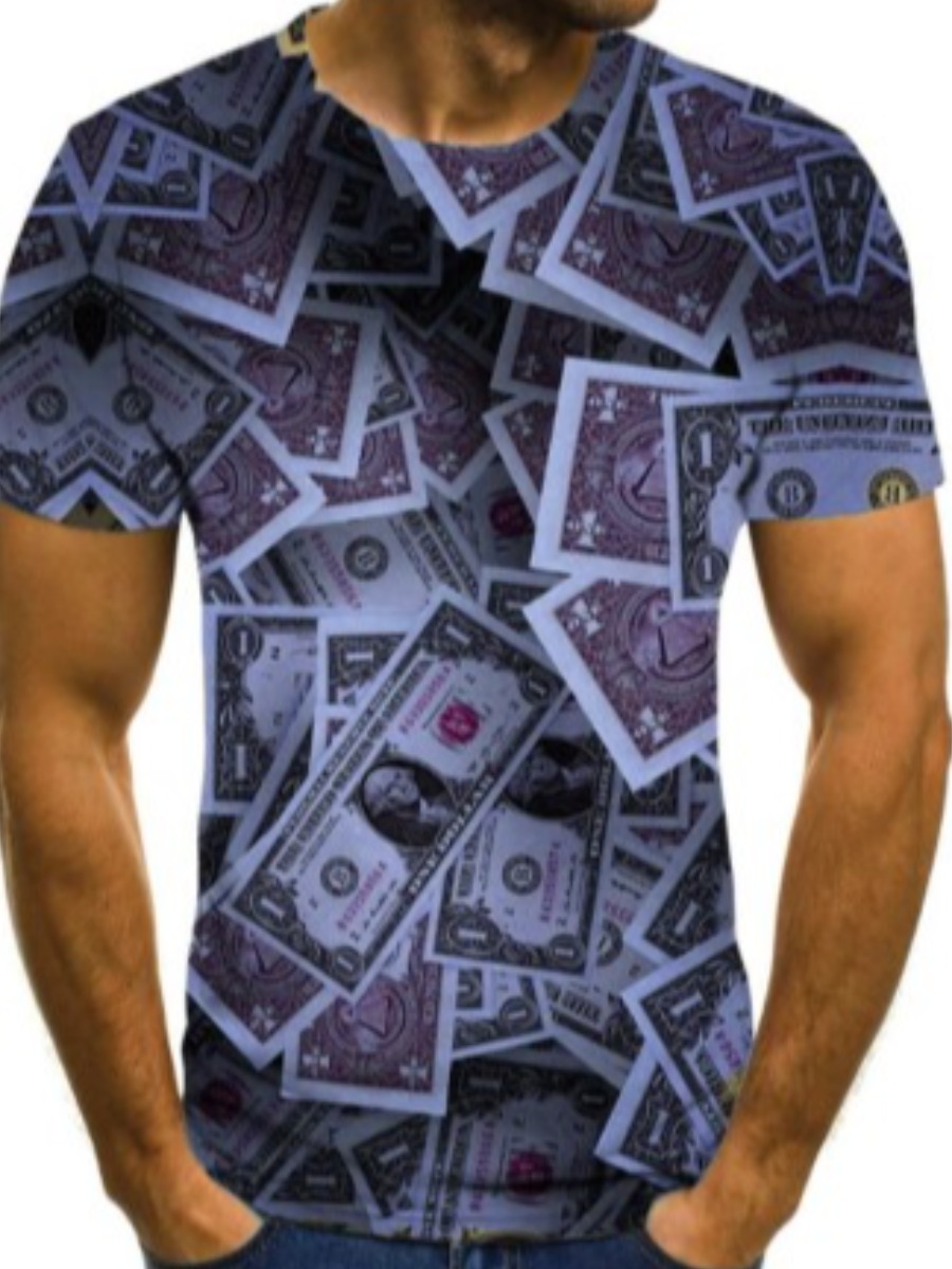 

LW Men Gradient Money Print T-shirt, Blue