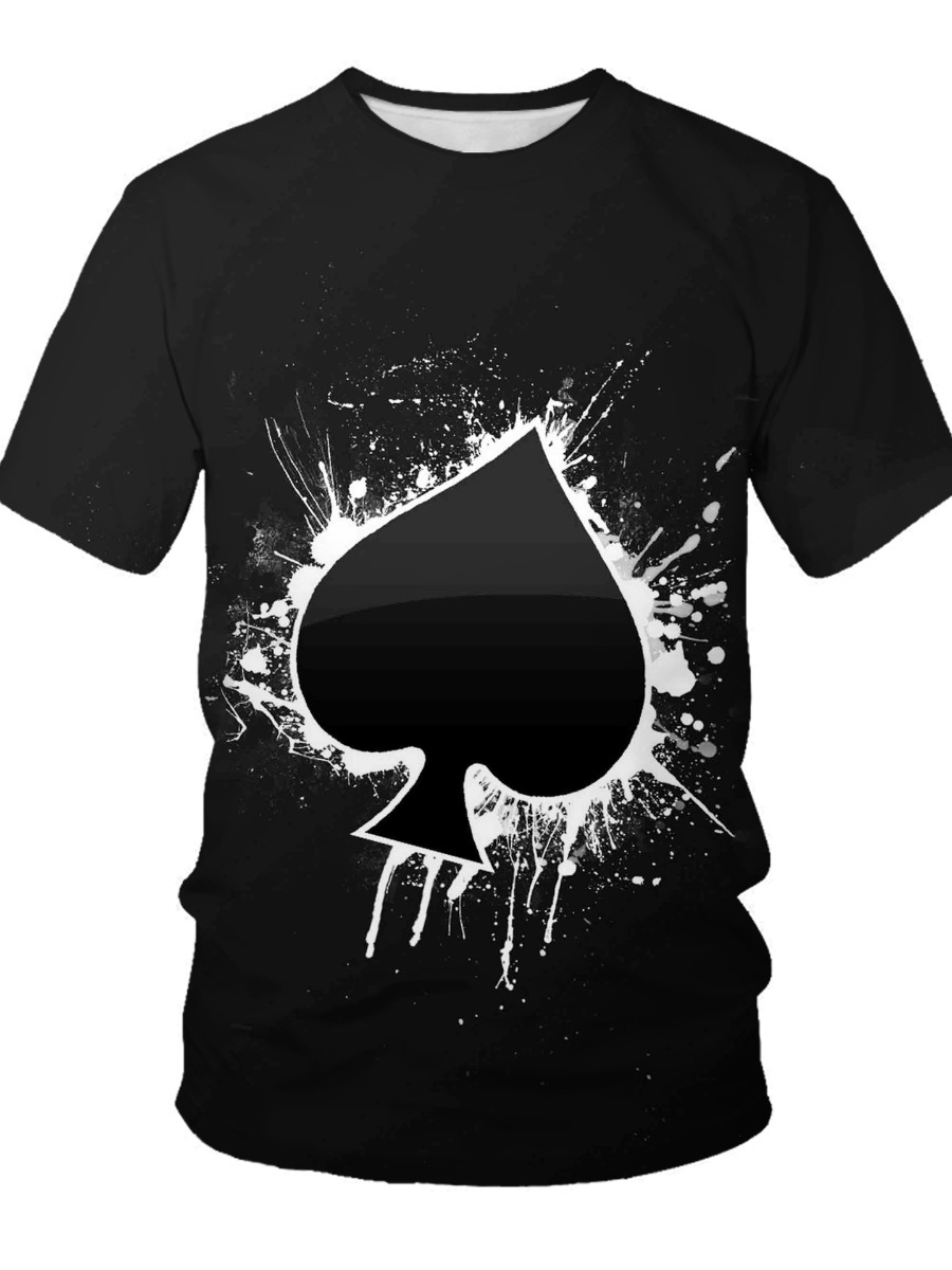 

LW BASICS Men Round Neck Splash-ink Print T-shirt, Black