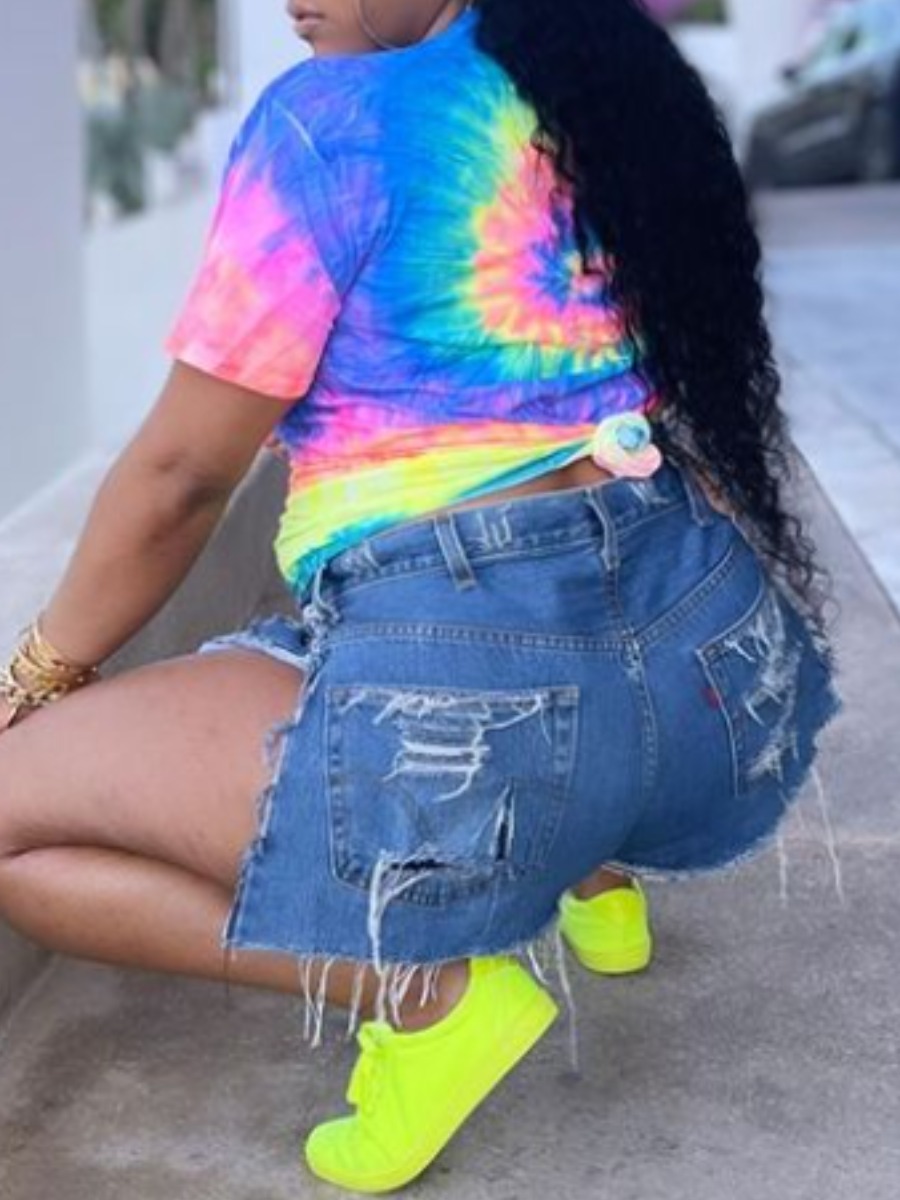 

LW Plus Size Letter Print Tie-dye T-shirt, Multi