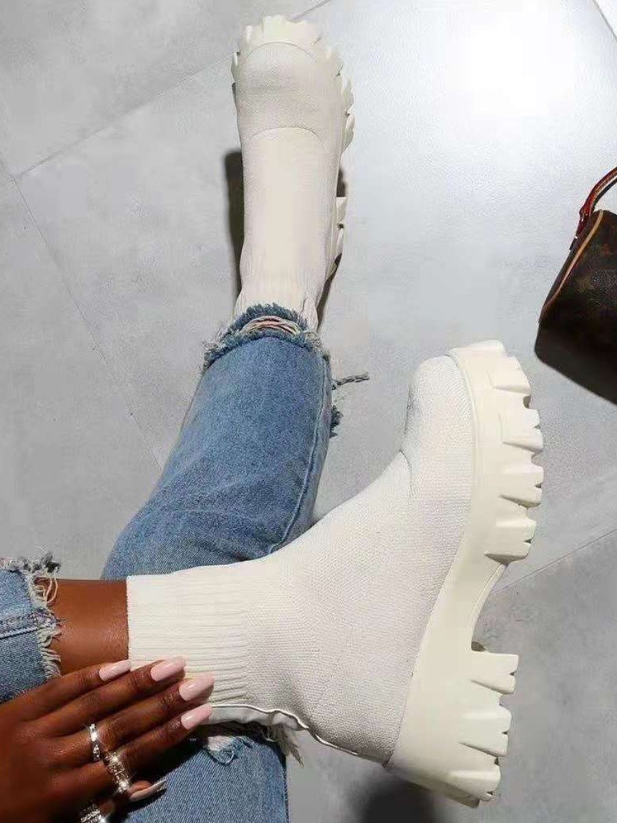 

LW Chunky Sole Booties, White