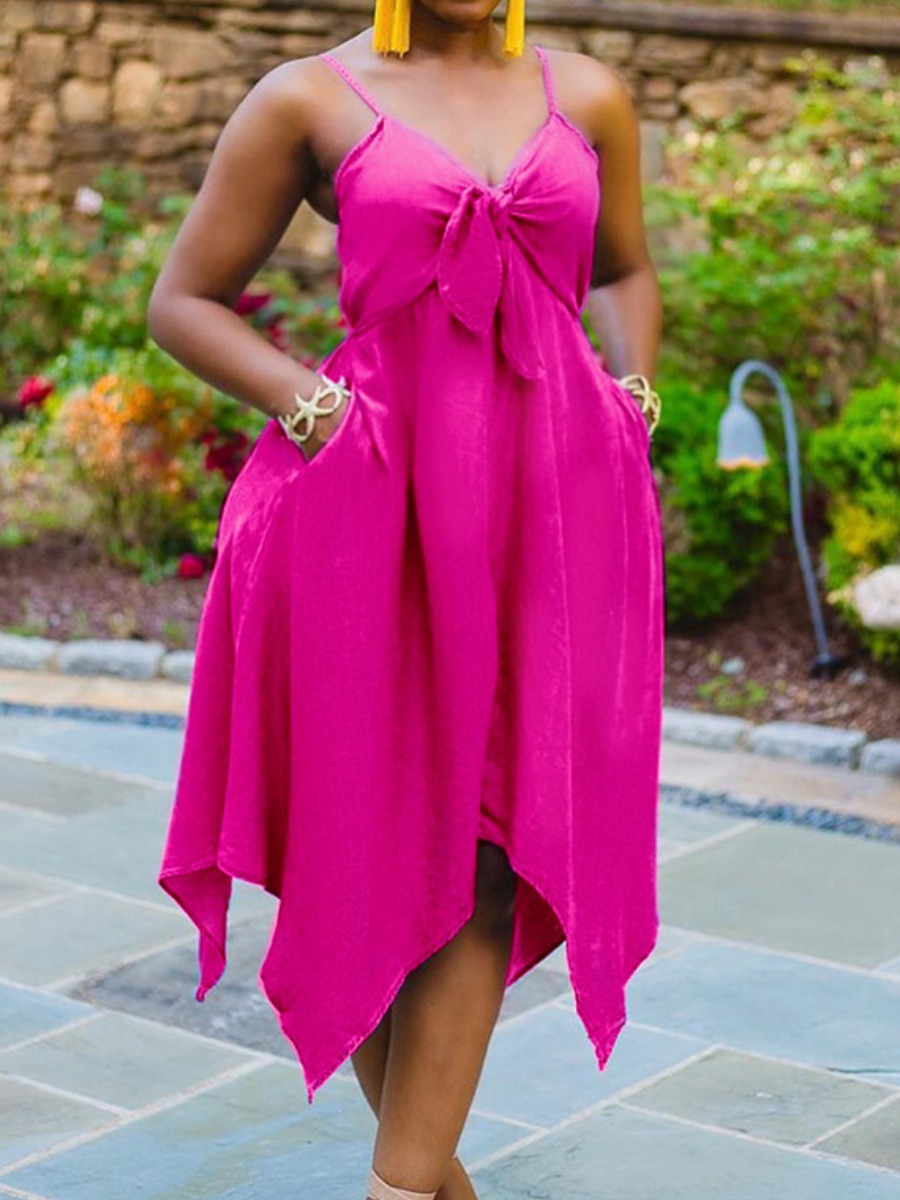 

LW Plus Size Bandage Design Asymmetrical Cami Dress, Rose red