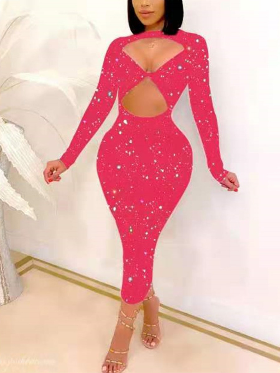 

LW SXY Print Cut Out Bodycon Dress, Red