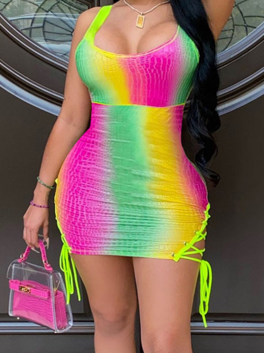 

LW Gradient Bandage Design Bodycon Dress, Multi