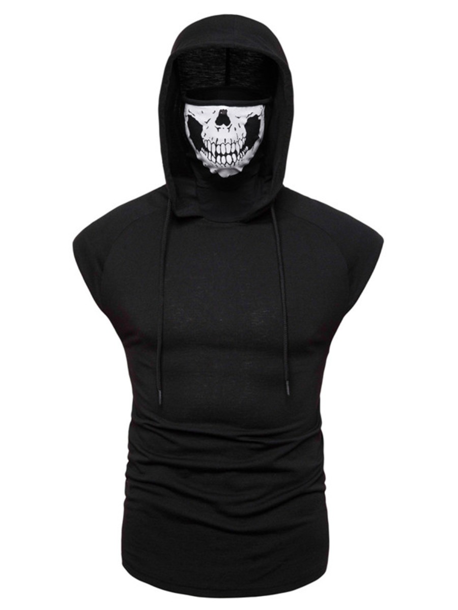 

LW Men Hooded Collar Sleeveless Vest, Black
