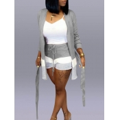 LW Casual Patchwork Light Grey Two-piece Shorts Se