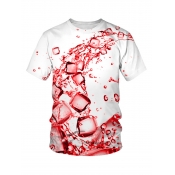 LW Men Round Neck Ice Cube Print T-shirt