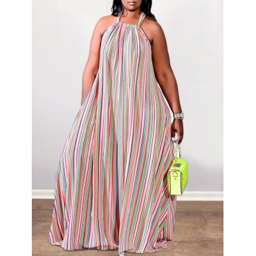 

LW Plus Size Striped A Line Cami Dress, Pink2