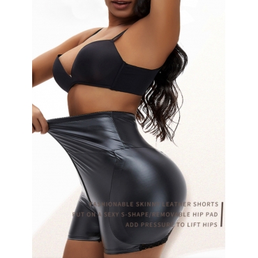 

LW SXY Plus Size Leather Mesh Shapewear Shorts, Black