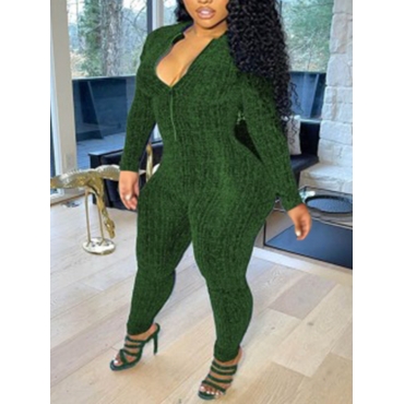 

LW SXY Zipper Design Skinny Jumpsuit, Green