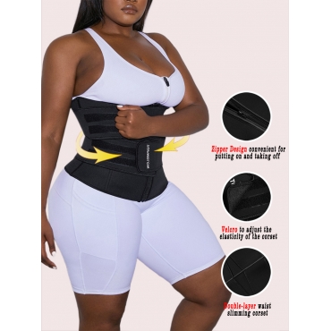 

LW Plus Size Letter Print Shapewear Belly Belt, Black