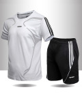 LW Men Letter Print Striped Shorts Set