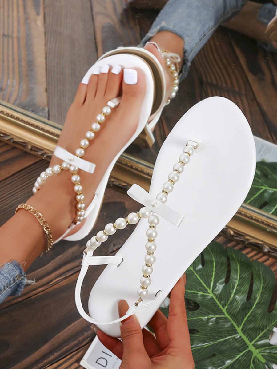 

LW Pearl Decor Sandals, White