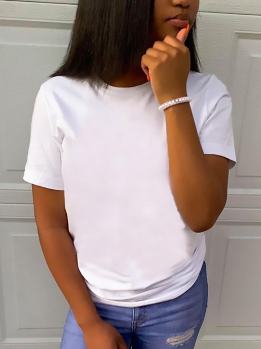 

LW Round Neck Plain T-shirt, White