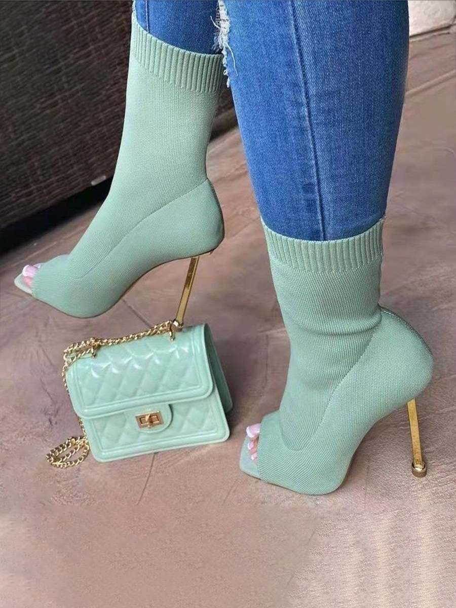 

LW Peep Toe Rib-Knit Pumps, Onion green