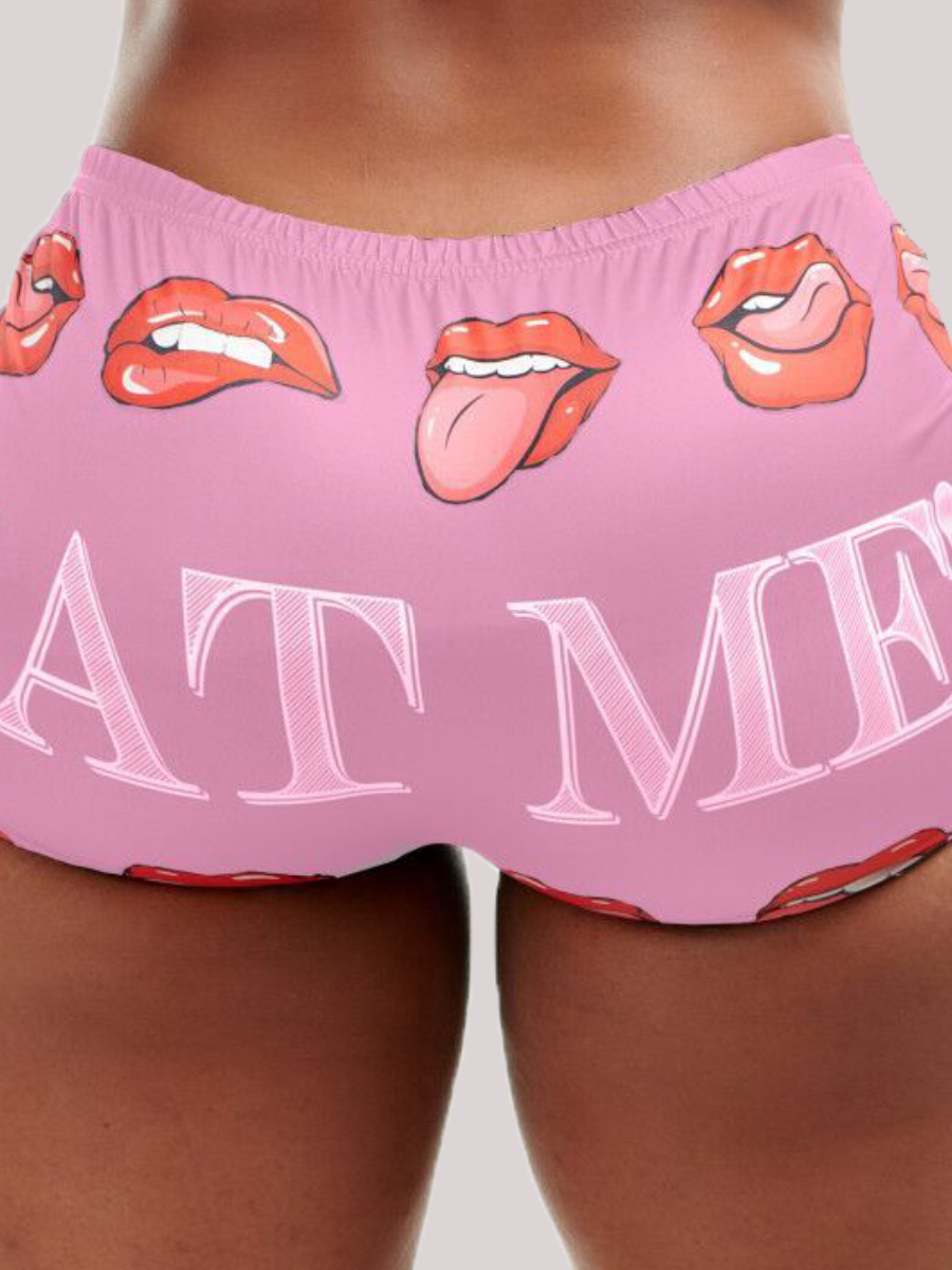 LW Lip Letter Print Shorts