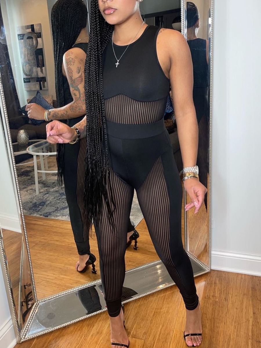 

LW See-through Skinny Jumpsuit, Black