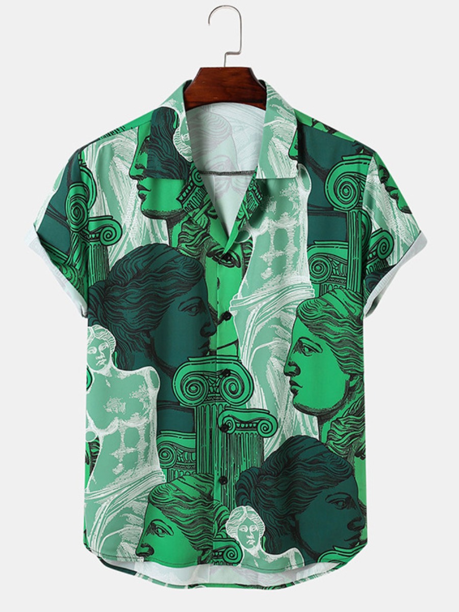 

LW Men Figure Print Regular Fit Shirt, Green