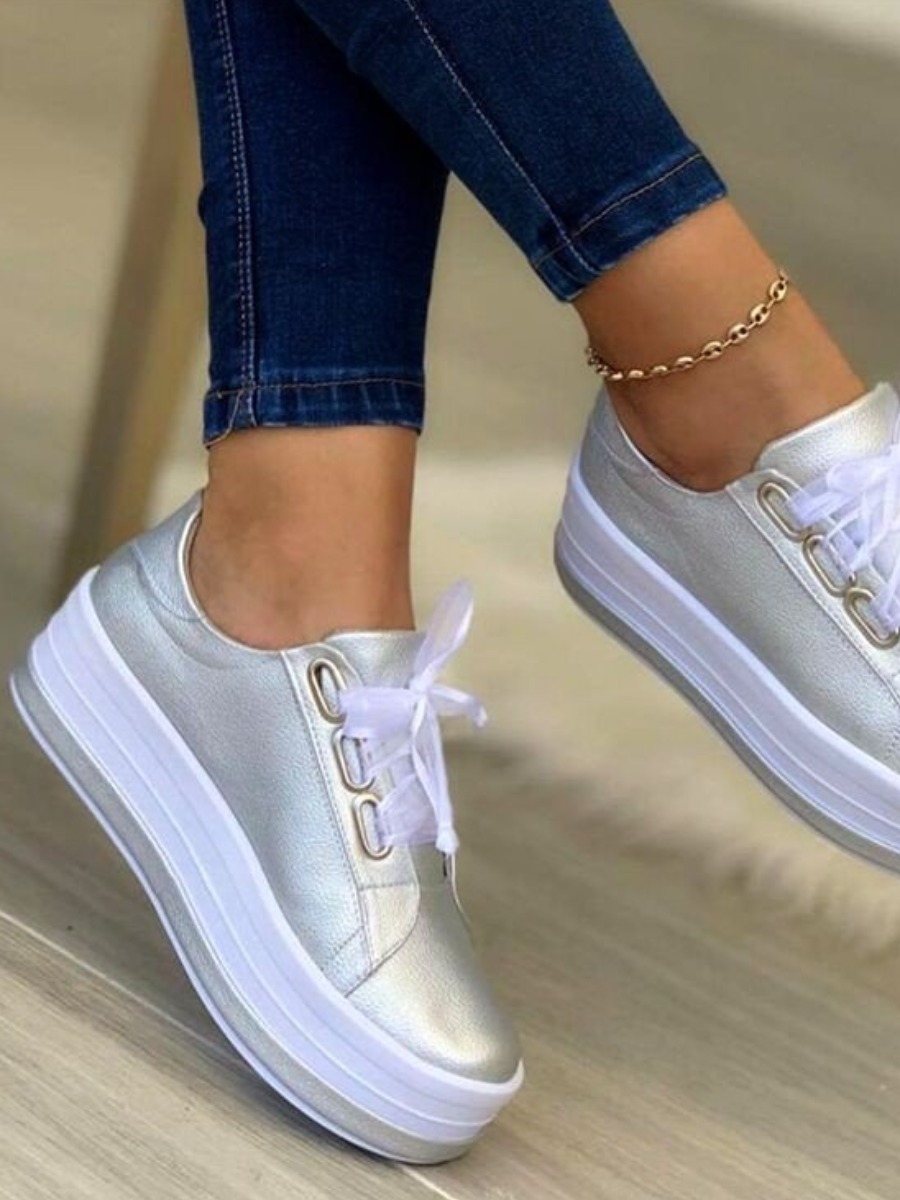 

LW High Sole Sneakers, Silver