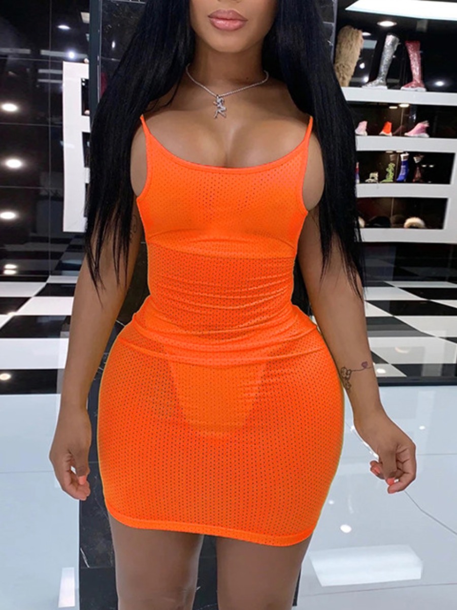 LW SXY See-through Backless Bodycon Dress, Jacinth