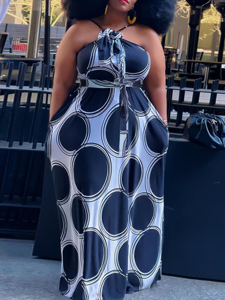 

LW Plus Size Geometric Print Cami Dress, Blue