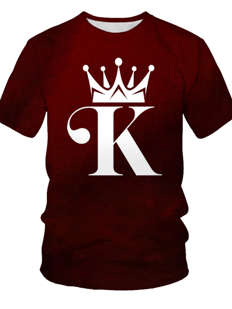 

LW BASICS Men Crown Letter Print T-shirt, Red