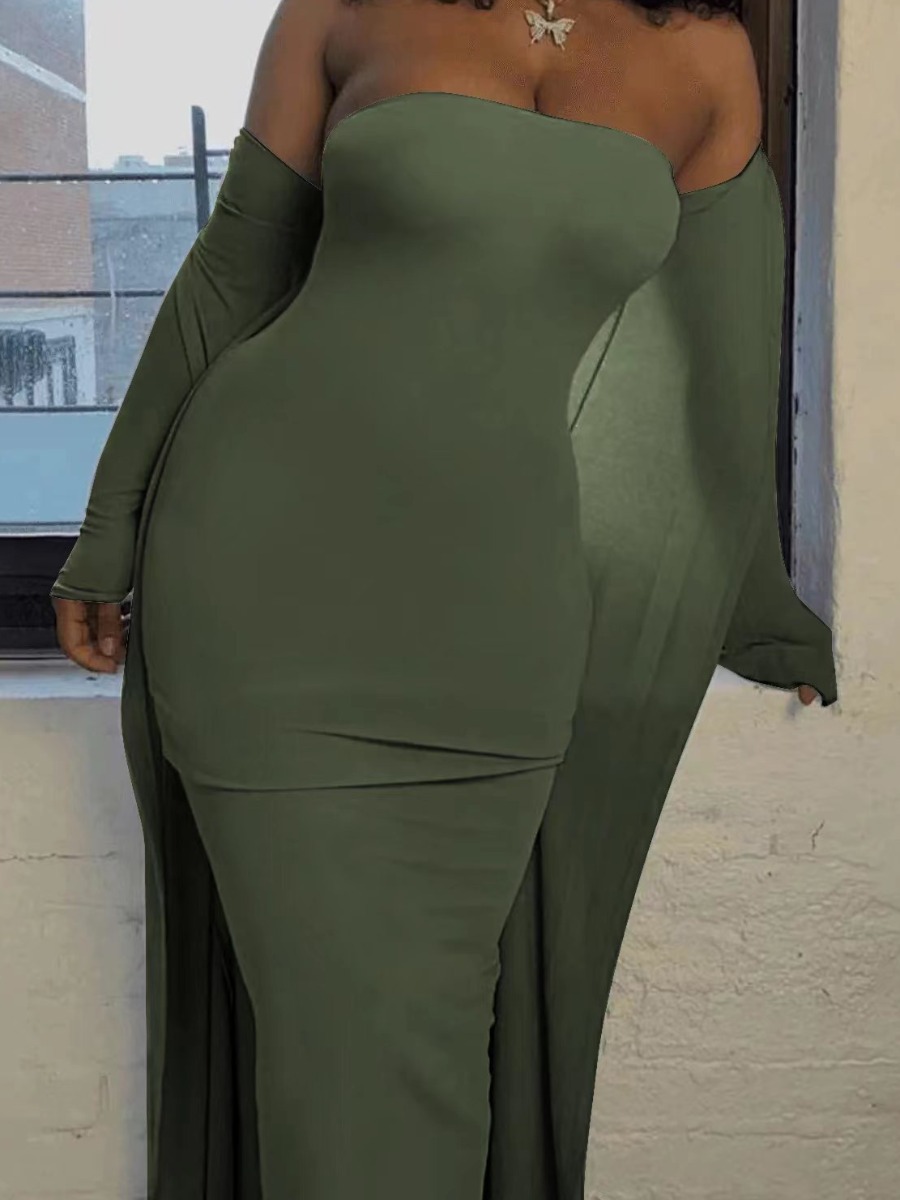 

LW Off The Shoulder Bodycon Dress, Green