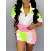 LW Chic Patchwork Pink Two-piece Shorts Set