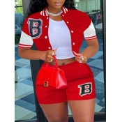 LW Plus Size Letter Decor Striped Shorts Set