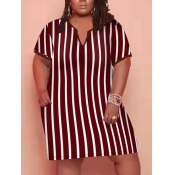 LW Plus Size V Neck Striped Dress