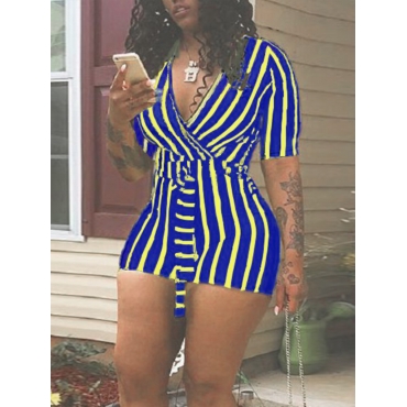 

LW Striped Blue Twilled Satin Romper