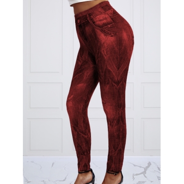 

LW Plus Size High-waisted High Stretchy Leggings, Rose red