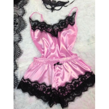 

LW SXY Plus Size Lace Bow-tie Decor Bra Set, Light pink