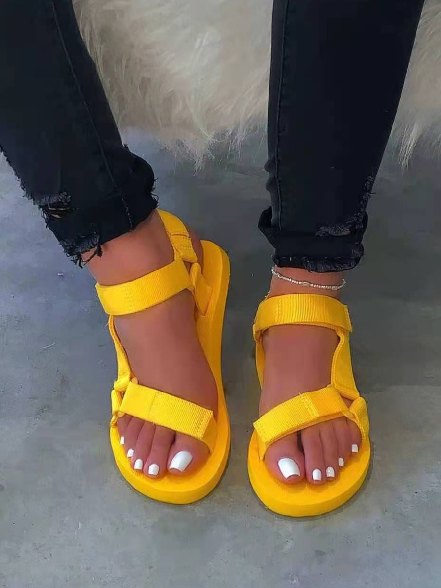 

LW Round Toe Velcro Sandals, Yellow